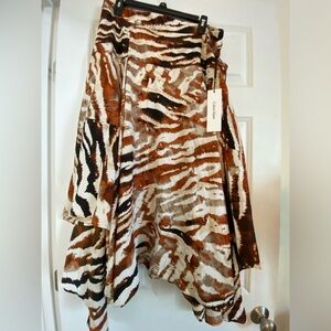 Calvin Klein Skirt Size 14 Asymmetrical High Low Scarf Hankerchief Animal Print